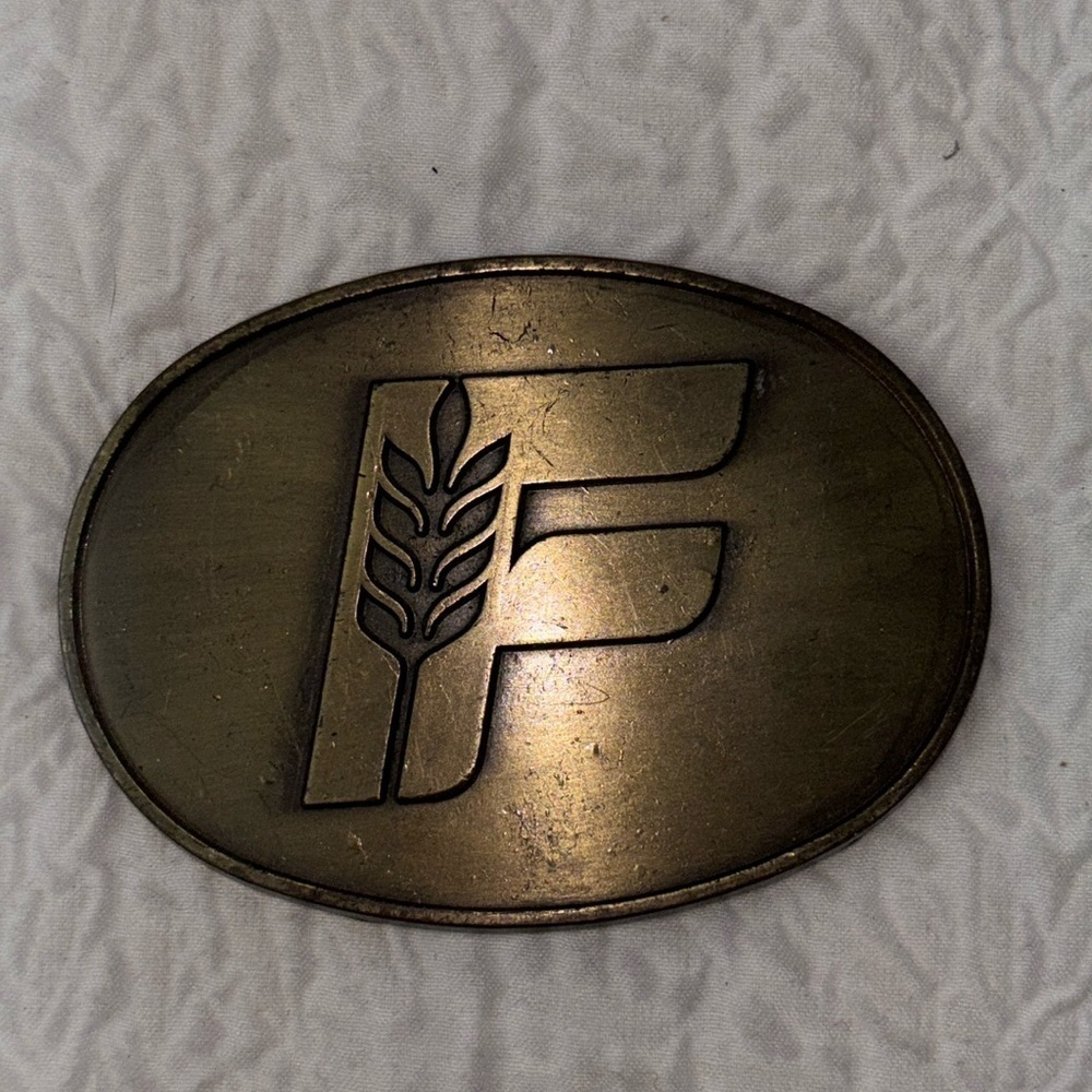 Vintage Brass Wheat Farmers Oval Belt Buckle